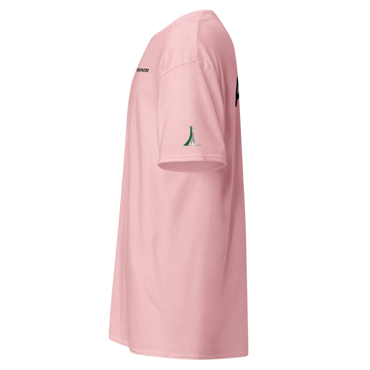T-shirt rose TRIPKIM Alger avec logo sur la manche et coupe streetwear décontractée vue de profil