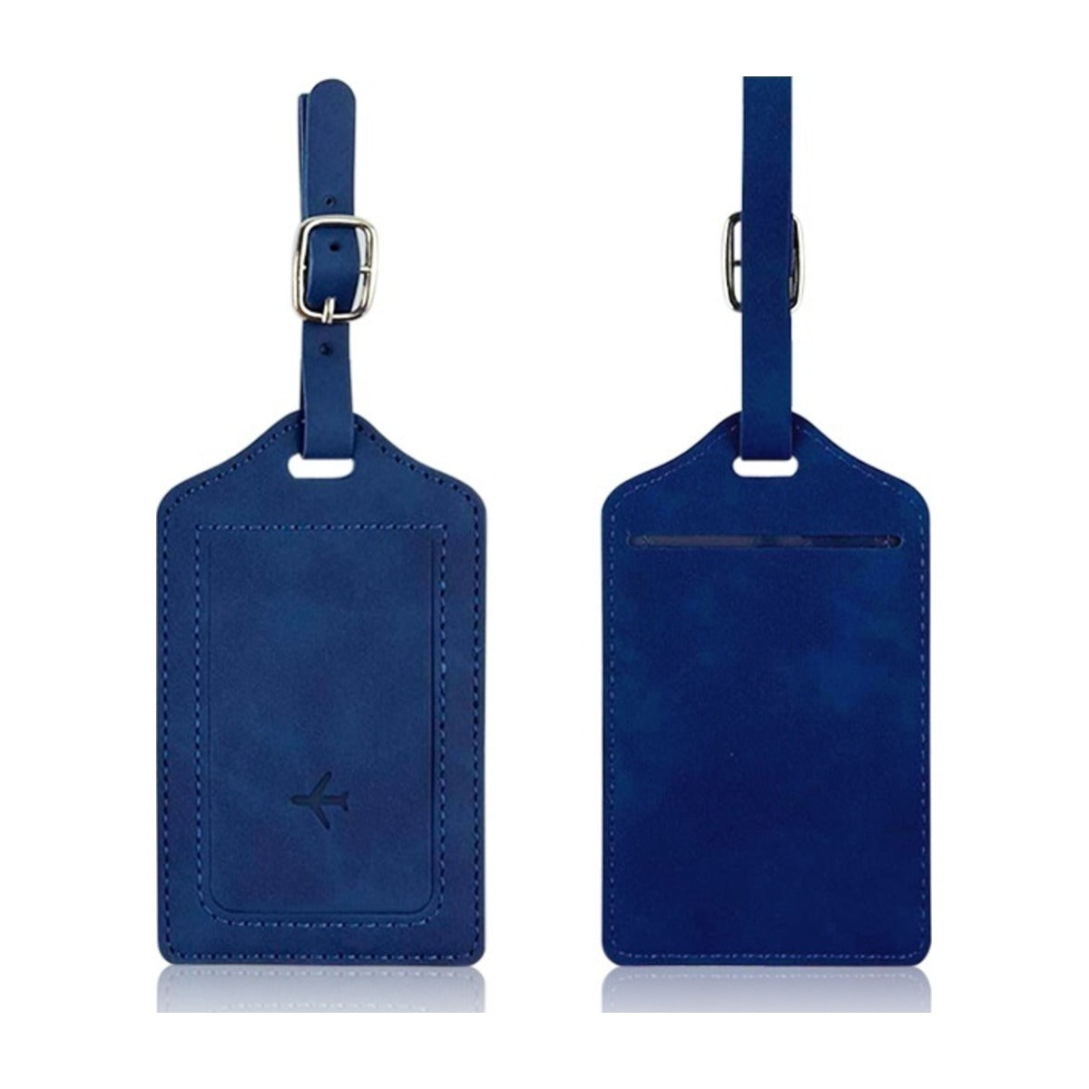 Étiquette bagage bleu marine TRIPKIM, recto et verso