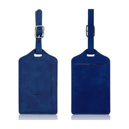 Étiquette bagage bleu marine TRIPKIM, recto et verso