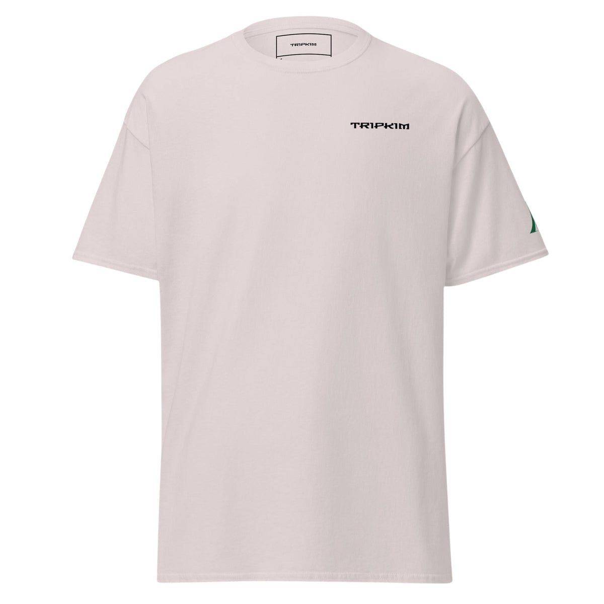 T-shirt blanc TRIPKIM Alger avec logo minimaliste sur la poitrine et détail vert sur la manche