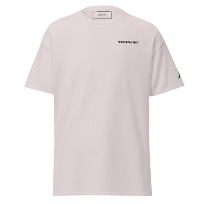 T-shirt blanc TRIPKIM Alger avec logo minimaliste sur la poitrine et détail vert sur la manche