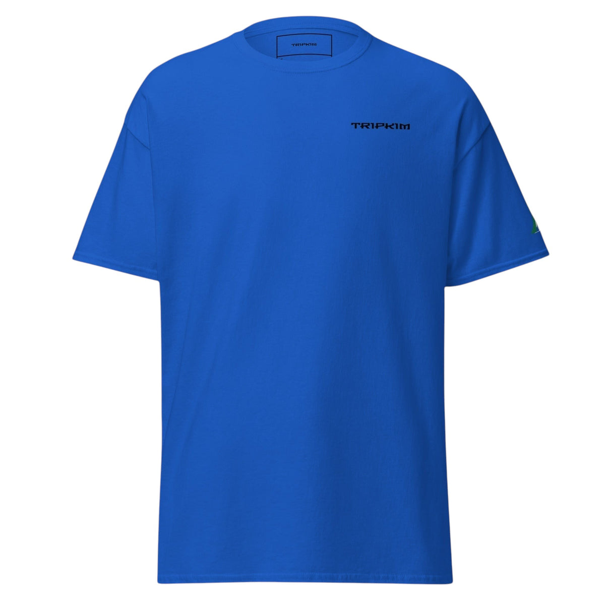 T-shirt bleu TRIPKIM Alger avec logo minimaliste sur la poitrine, coupe streetwear décontractée en coton