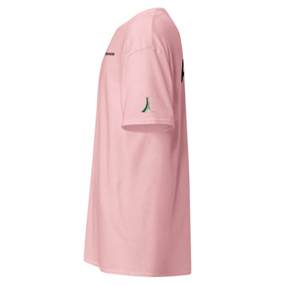 T-shirt rose TRIPKIM Alger avec logo sur la manche et coupe streetwear décontractée vue de profil