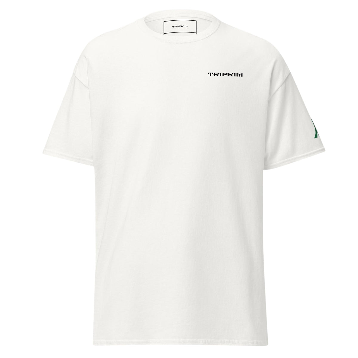 T-shirt blanc TRIPKIM Alger avec logo minimaliste sur la poitrine et détail graphique sur la manche