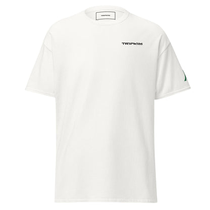T-shirt blanc TRIPKIM Alger avec logo minimaliste sur la poitrine et détail graphique sur la manche