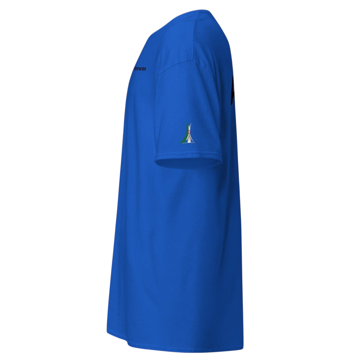 T-shirt bleu TRIPKIM avec logo Alger ALG sur la manche, style streetwear épuré et moderne