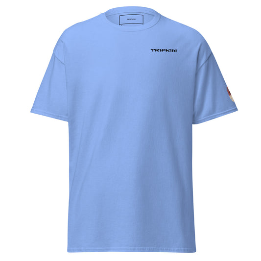 T-shirt Dubaï DXB bleu carolina, vue de face - TRIPKIM