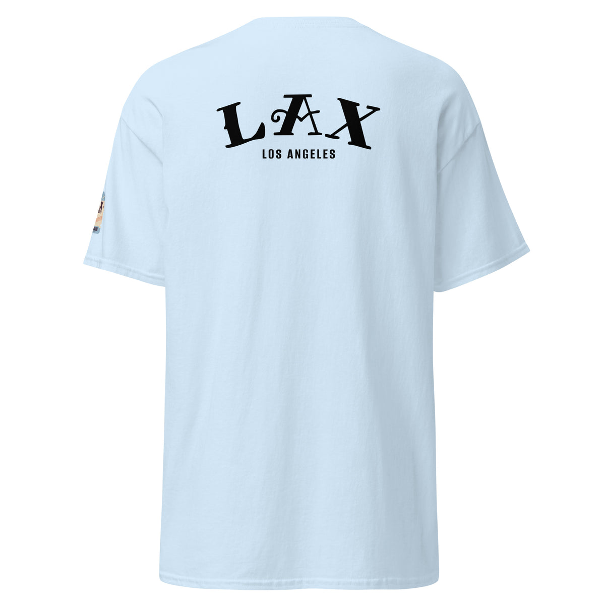 T-shirt Los Angeles LAX bleu clair, vue de dos, code aéroport LAX - TRIPKIM