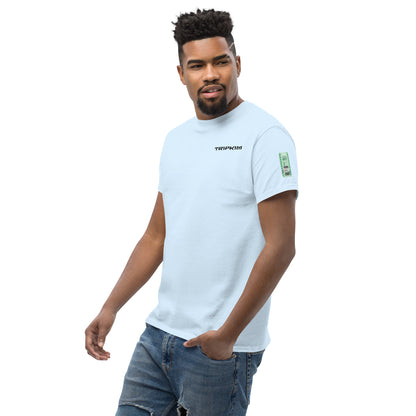 T-shirt New York JFK bleu clair, vue trois-quarts face - TRIPKIM