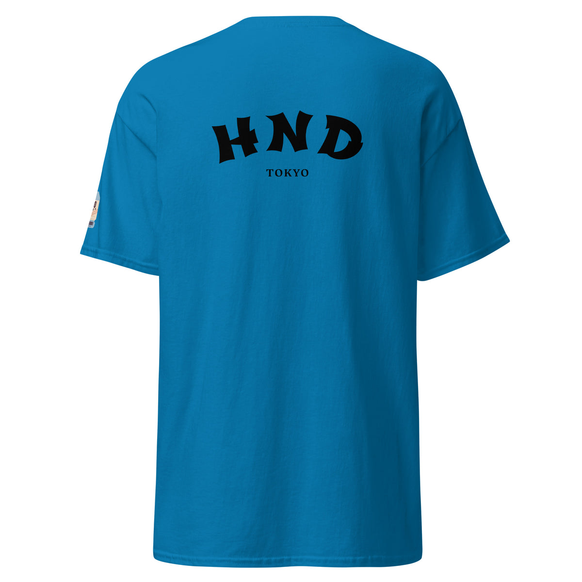T-shirt Tokyo HND bleu saphir, vue de dos, code aéroport HND - TRIPKIM