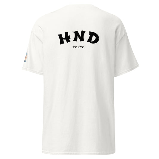 T-shirt Tokyo HND blanc, vue de dos, code aéroport HND - TRIPKIM