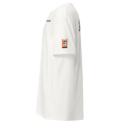 T-shirt Amsterdam AMS blanc, profil avec étiquette sur la manche - TRIPKIM
