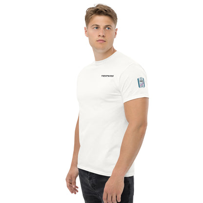 T-shirt Paris CDG blanc, vue trois-quarts face - TRIPKIM